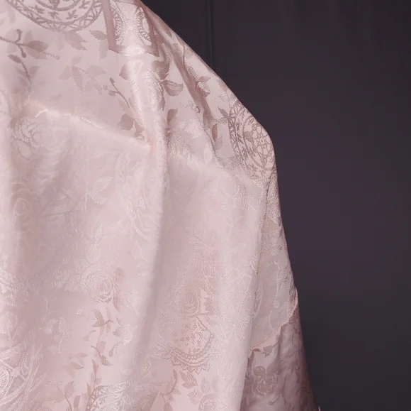 Vtg Victoria's Secret Satin Robe OSFM Jacquard Pink Satin Belted Short FLAW HOLE